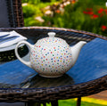Hand painted ceramic tea pot. Colourful Polka Dots.