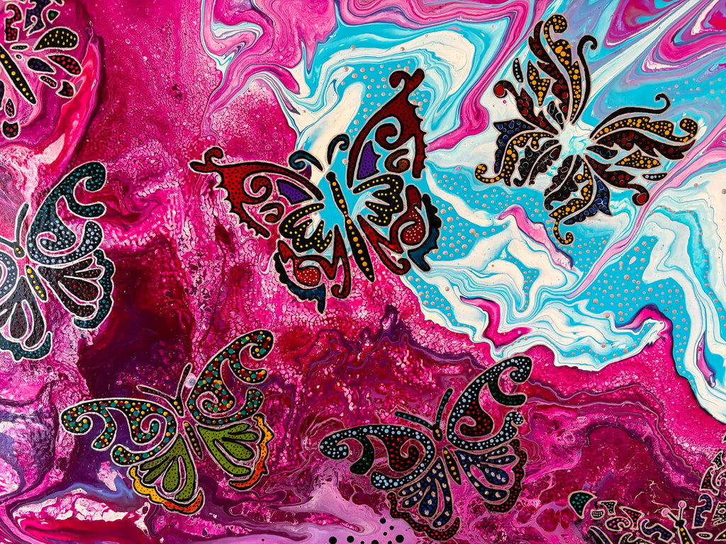Acrylic fluid painting - Butterflies