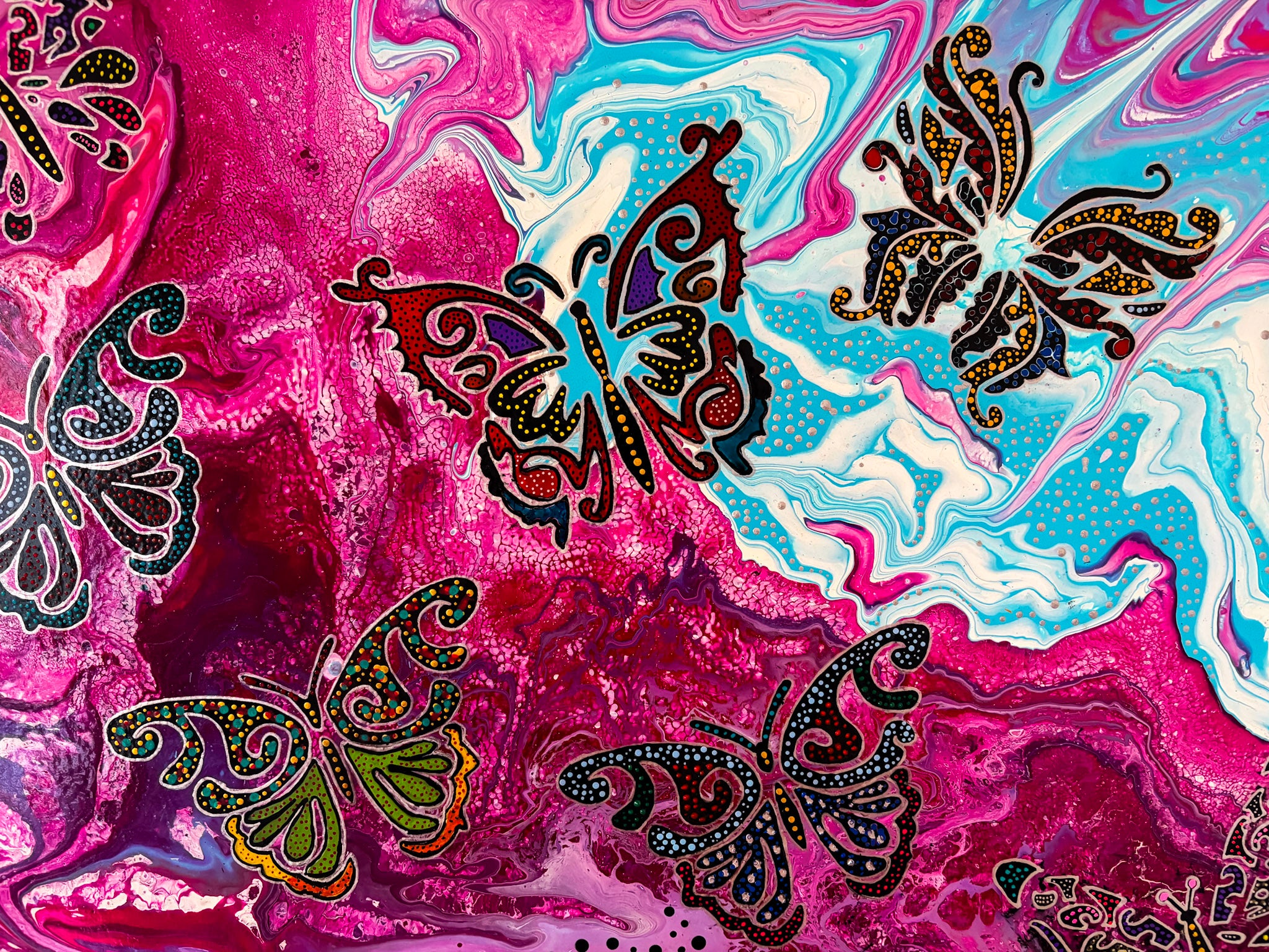 Acrylic fluid painting - Butterflies