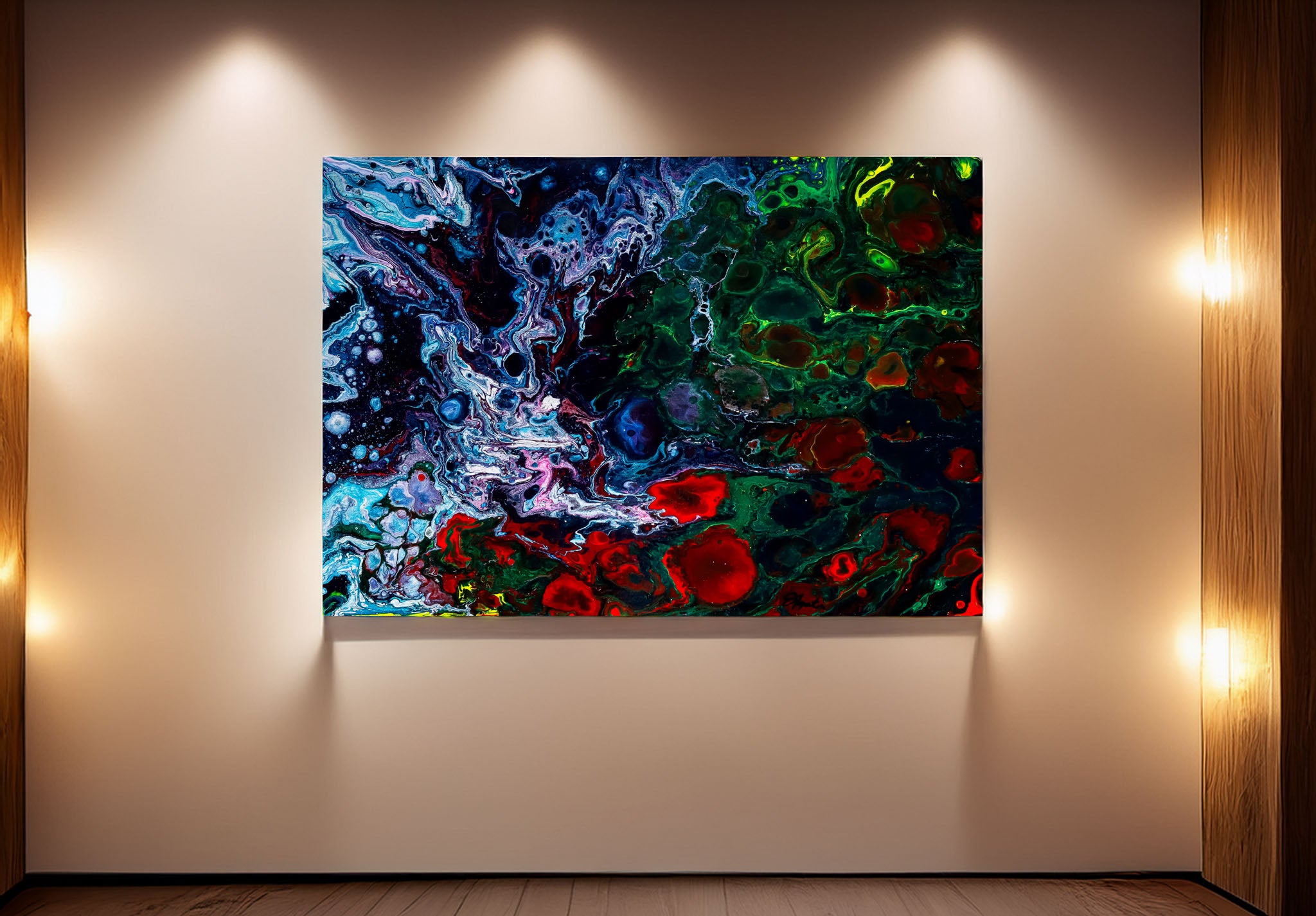 Acrylic fluid painting - The Land