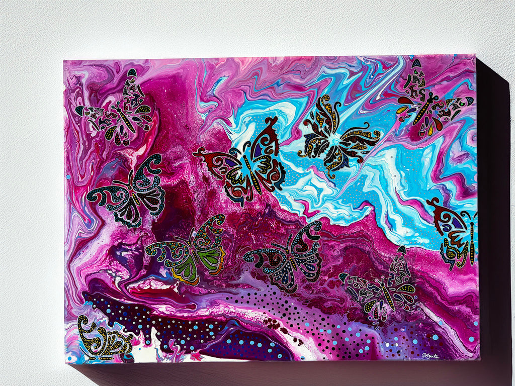 Acrylic fluid painting - Butterflies