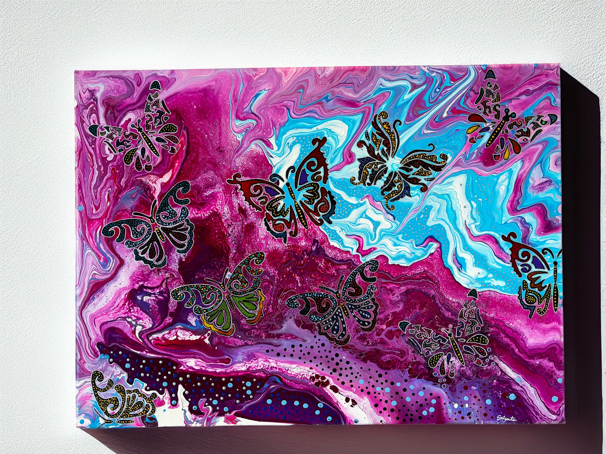 Acrylic fluid painting - Butterflies