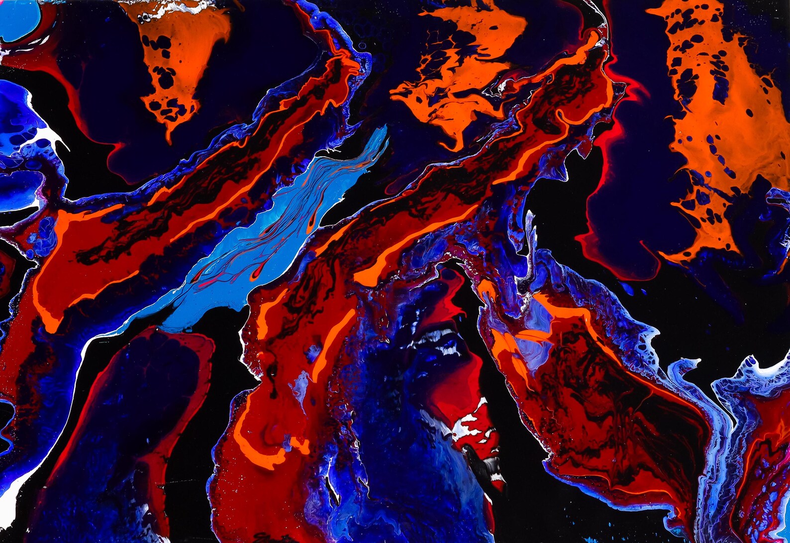 Acrylic fluid painting - Volcano24